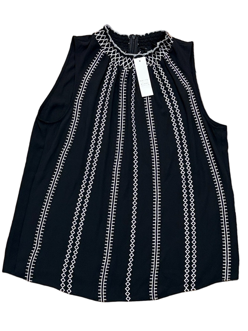 White House Black Market Sleeveless Contrast Stitch Top, Black | Size 6 - Picture 5 of 8